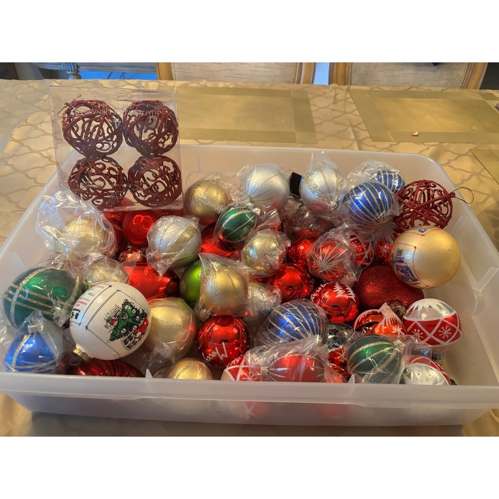 HUGE lot of vintage and new glass bulb Christmas ornaments perfect for Holidays